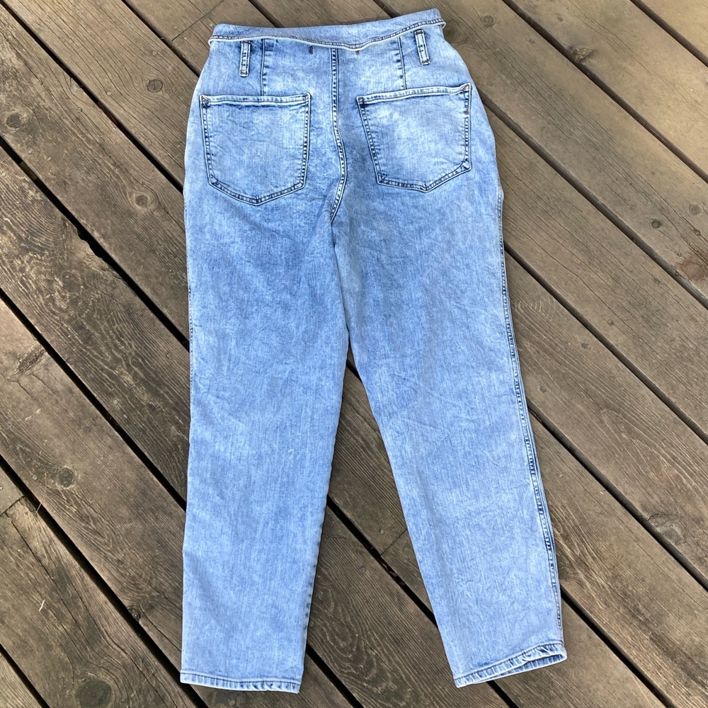 VINTAGE Jeans EXPRESS Boho Retro SUPER HIGH WAIST TAPERED Acid Wash Blue Size 10 - Picture 9 of 11